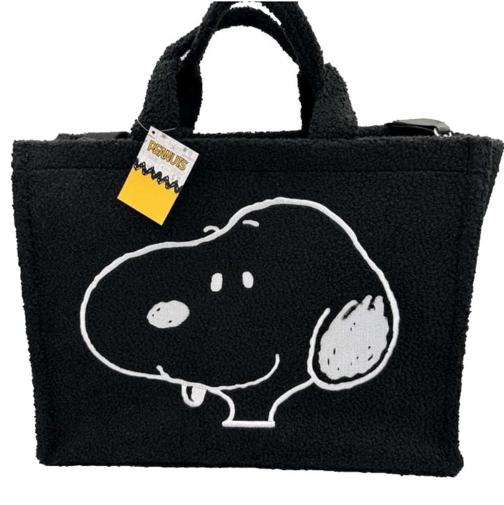Peanuts Snoopy Bag Purse Tote Trolley Strap Large Plush Embroidered NWT